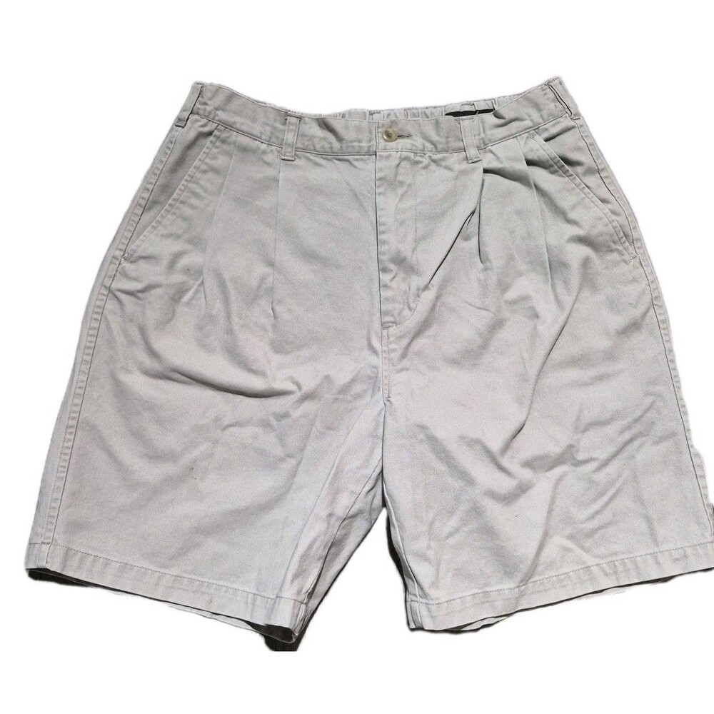Van Heusen Shorts Pleated Khaki Beige Tan Cotton High Rise 32 Vintage Y2K 00s